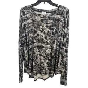 Peyton Jensen Animal Print Long Sleeve Top Size Large Stretch Mob Wife USA